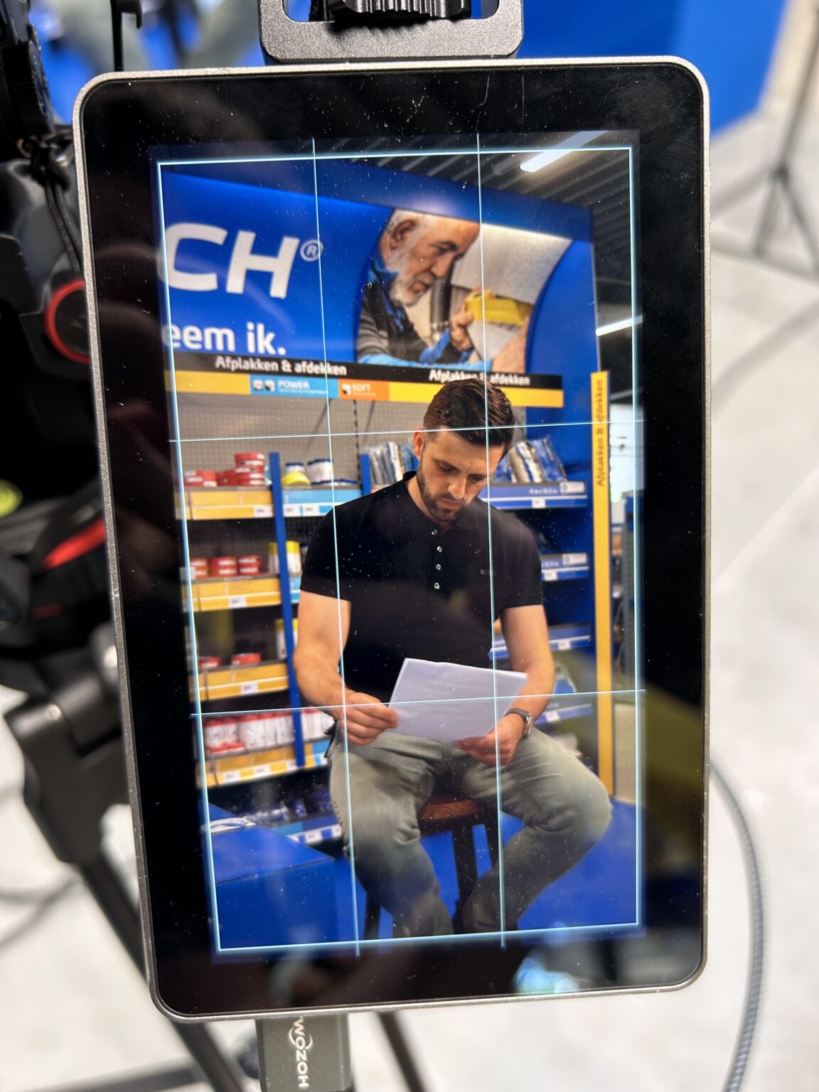Proofreading the copy during an on-location shoot