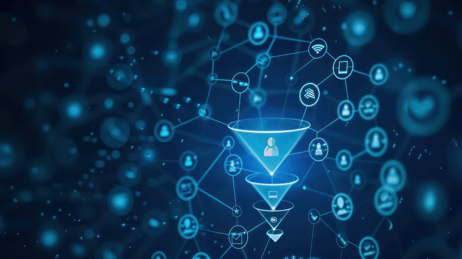 Visualisation of a lead funnel with various online channels