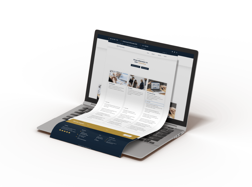 Website van Moneda op laptop en smartphone